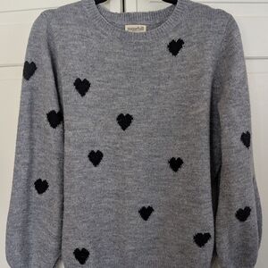 Sugarhill Gray Heart Knit Sweater Balloon Sleeves